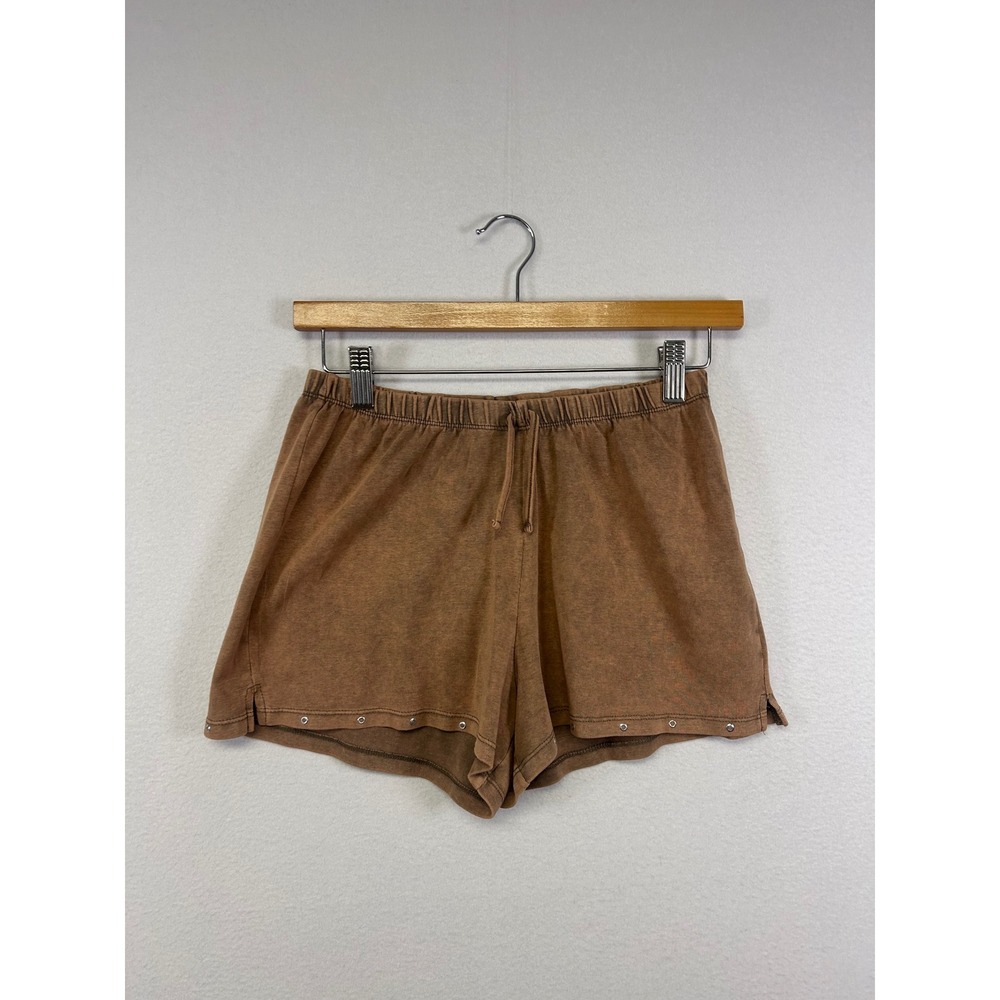 Boho Gorpcore Zara NWT Kids Girls 13-14 Brown Acid Wash Snap Hem Knit Shorts